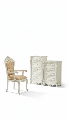 Bedroom Set White Design Elegant 2x Chest of Drawers Classic Furniture Luxury 2-piece.