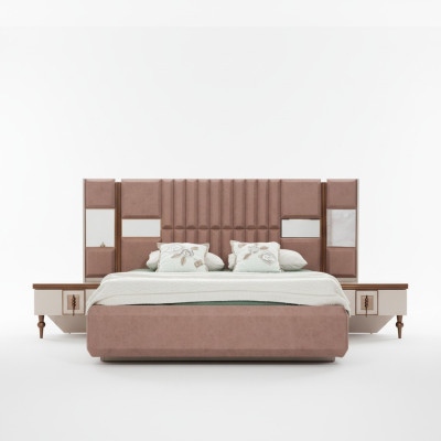 Luxury bed bedroom Italian furniture innovative material wood brown