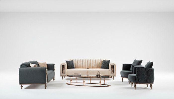 Velvet fabric sofa set couch furniture 4-piece suites.