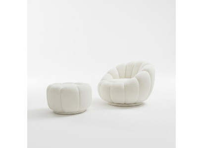 Armchair + Ottoman for Living Room Round Chair with Ottoman Modern Furniture