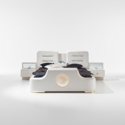 Double bed beds modern luxury stools multifunction bed design velvet