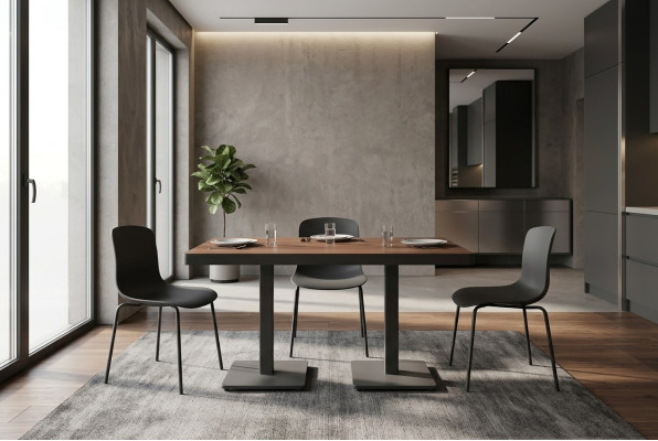 Modern dining table solid wood furniture dining room furniture brown stainless steel furniture