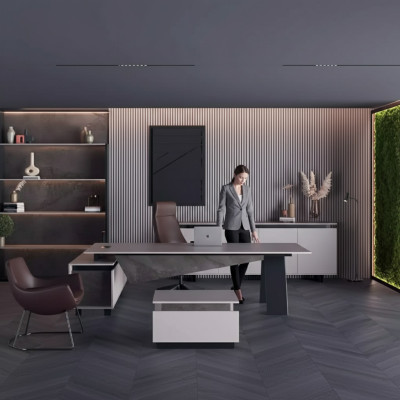 Gray office furniture desk sideboard office furniture modern wood