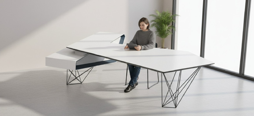 Corner desk work writing office table luxury designer furniture white