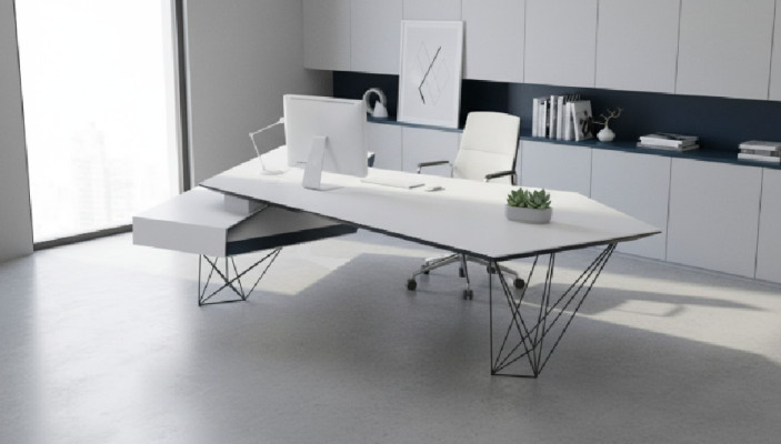 Corner desk work writing office table luxury designer furniture white