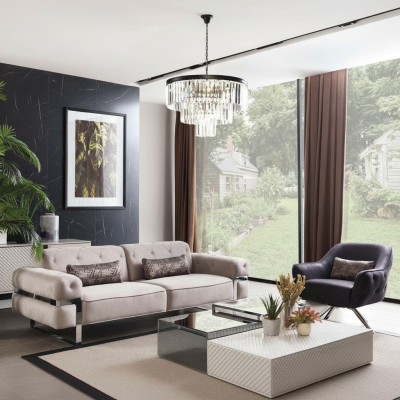 Living room design sofa 3-seater upholstered three-seater couch sofas beige