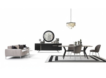 7-piece luxury loft design dining room set furniture table sideboard 4x chairs