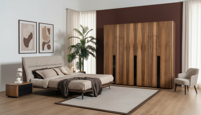 Modern bedroom furniture in Italian style - 4-piece set in gray