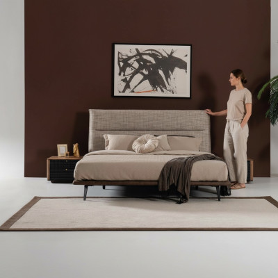 Italian bedroom bed 2x nightstand 3-piece luxury style modern