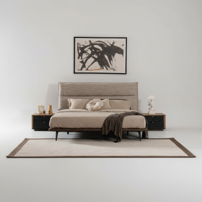Italian bedroom bed 2x nightstand 3-piece luxury style modern