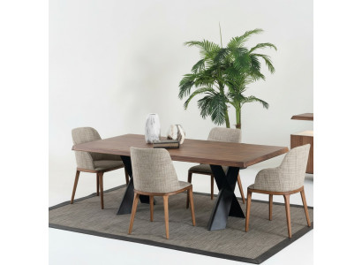 Wood Dining Room Design Furniture Modern Chair Group Table 4x Chairs Set 5 Pieces.