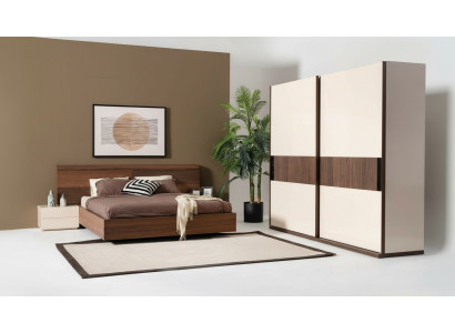 4-piece bedroom set bed 2x nightstands wardrobe cabinet