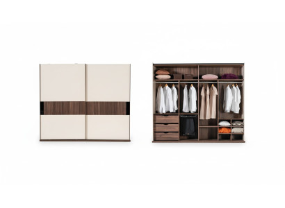 Luxury wardrobe with sliding doors wood wardrobe modern style beige