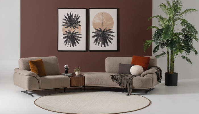 Living room design sofa 5-seat fabric couch upholstery sofas new brown