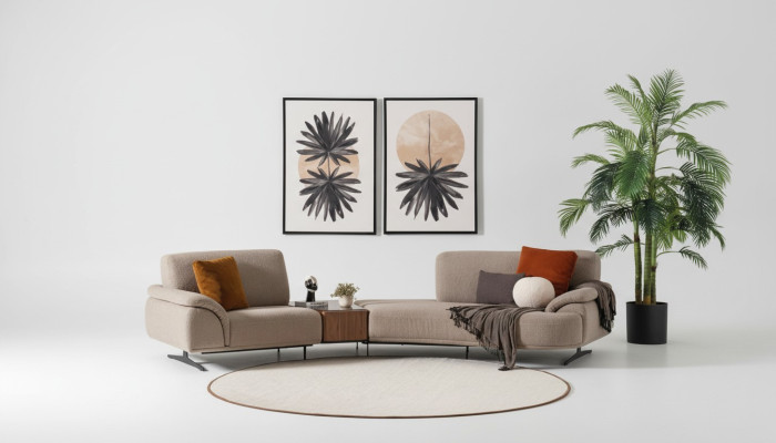 Living room design sofa 5-seat fabric couch upholstery sofas new brown
