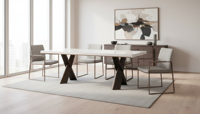 Dining room dining table metal style modern design furniture luxury new white