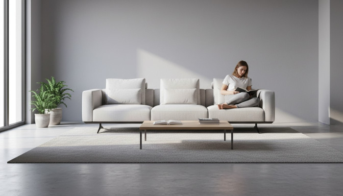 Living Room Design Sofa Set 4-Seater Couch White Upholstered Sofa New
