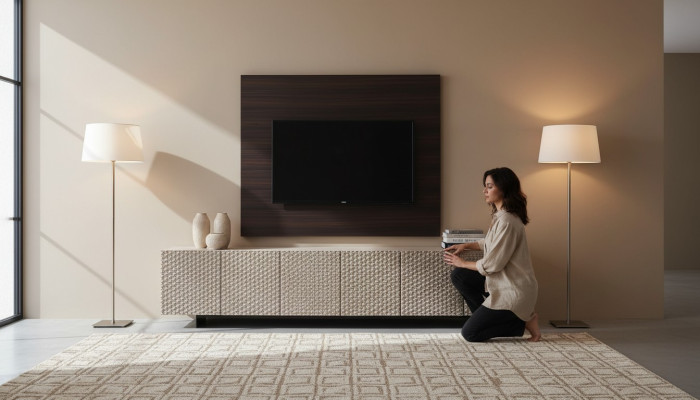 TV wall panel cladding wood luxury RTV living room wall TV furniture