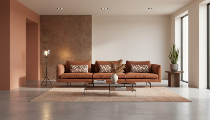 Living room sofa 4-seater couch seat cushion couches design brown