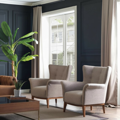 Chesterfield armchair couch upholstery luxury wood with textile style modern lounge