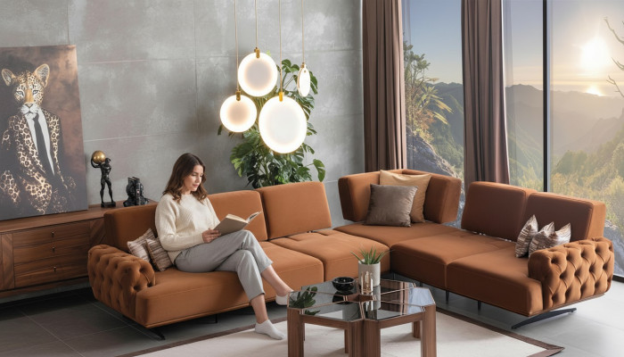 Living area sofa L-shape couch set design modern sofas corner sofa