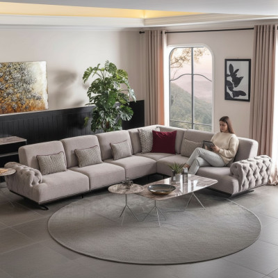 Corner sofa set 2x coffee table corner ensemble table living landscape L shape furniture