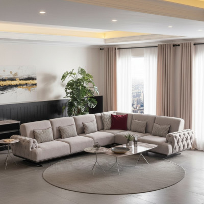 Corner sofa set 2x coffee table corner ensemble table living landscape L shape furniture