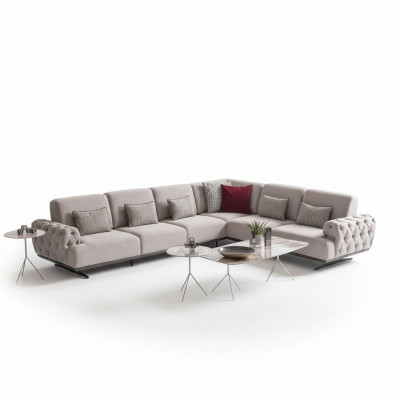 Corner sofa set 2x coffee table corner ensemble table living landscape L shape furniture
