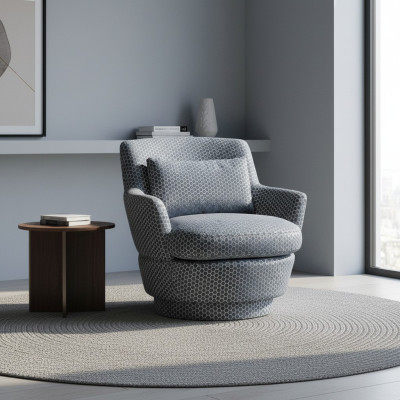 Luxury Armchair Design Furniture Wood with Textile Single-Seater Couch Lounge Club