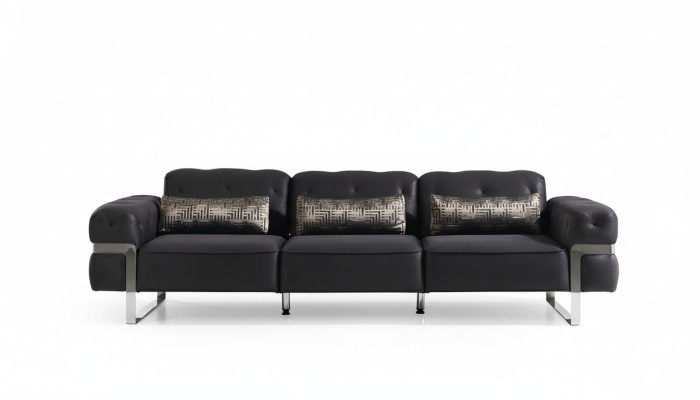 Sofa 3-seater three-seater textile luxury furniture design couch black