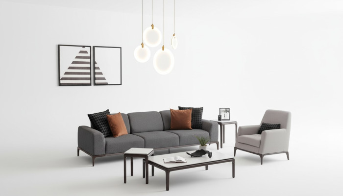 Living room sofa set 4-seater coffee table 2x side tables luxury sofa
