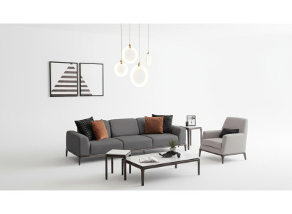 Living room sofa set 4-seater coffee table 2x side tables luxury sofa