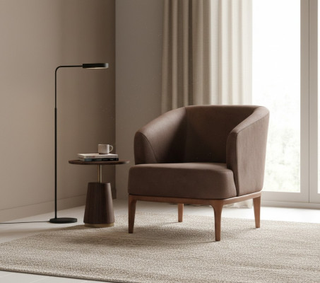 Brown living room luxury armchair designer single-seater upholstered recliner.