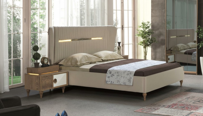 Bedroom bed upholstery design luxury double hotel beds wood furniture