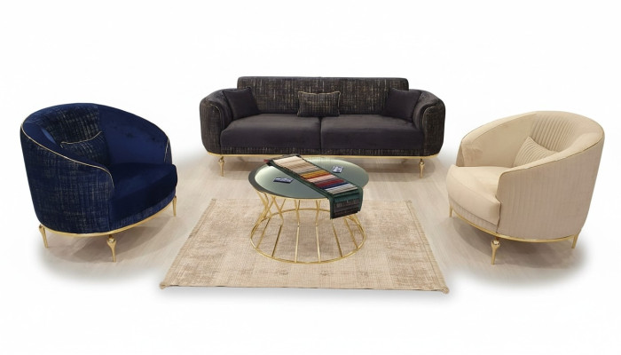 Sofa set 3+1+1 seater living room furniture couches + armchairs 3-piece.
