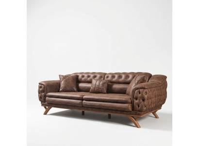 Sofa 3-seater Chesterfield fabric couch upholstered sofas faux leather couches