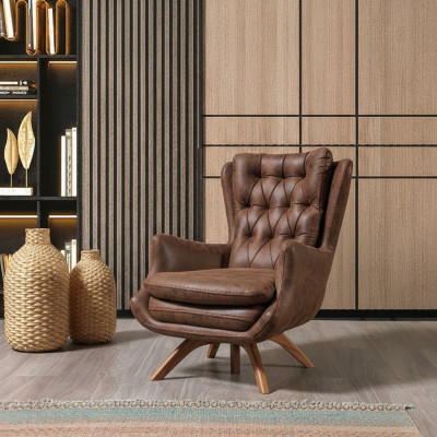 Living room armchair design couch seat artificial leather upholstery luxury