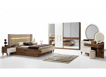 Bedroom Bed 2x Bedside Tables 5-piece Set Complete Design Furniture Luxury