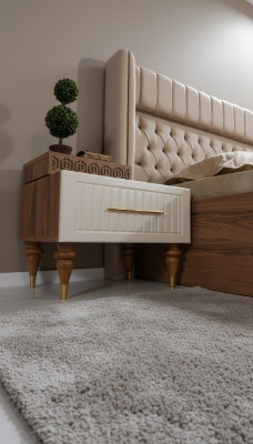 Bedroom nightstands material wood style furniture brown new luxury