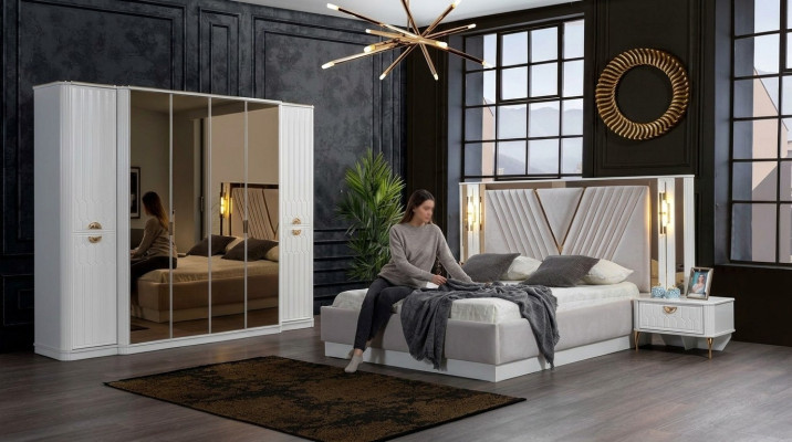 Modern elegant bedroom furniture set in luxurious design and contemporary style
