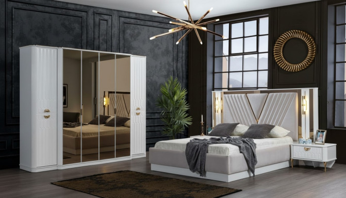 Modern elegant bedroom furniture set in luxurious design and contemporary style