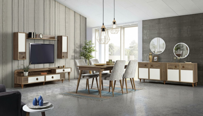 Dining room complete set table 4x chairs dining group wood table tables 12-piece set
