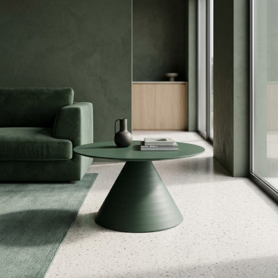 Elegant round gray coffee table in modern style for the living room