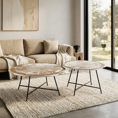 Coffee tables 2-piece set coffee tables tables designer round 2-piece coffee tables