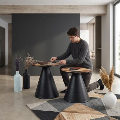 Designer set with 2x coffee tables in contemporary style for the living room