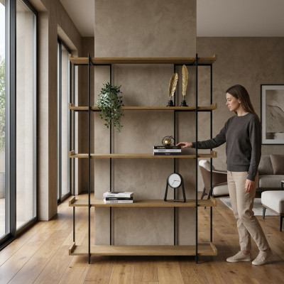Freestanding shelf, shelf, bookcase, bookshelf, living room, wood design, new