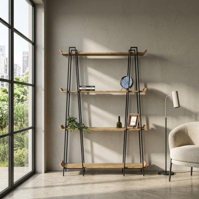 Stylish and functional wooden bookshelf for the living room