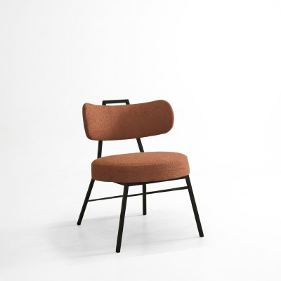 Modern round seat chair made of natural materials with textile upholstery