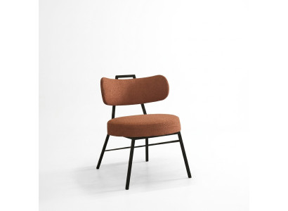 Modern round seat chair made of natural materials with textile upholstery