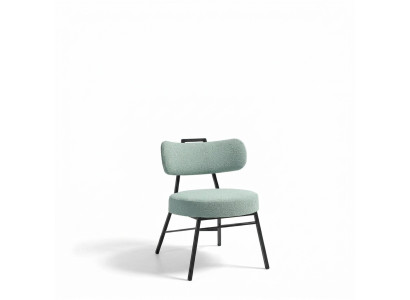 Elegant gray dining chair with round upholstered seat